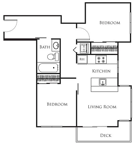 Floor plan Micro Two Bed - E1 328-628