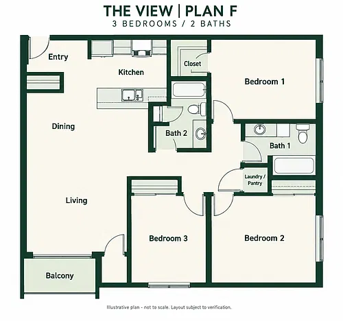 Floor plan 3 Bedroom 2 Bathroom