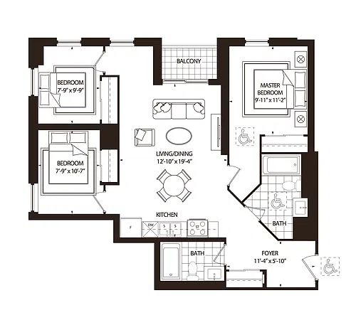 Floor plan 3 Bedroom 3 Bed 2 Bath