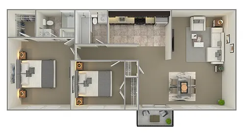 Floor plan 2 Bedroom Patio