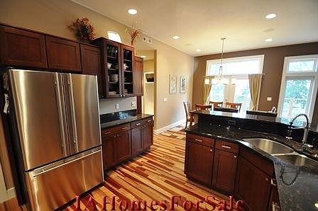 Kitchen with commercial plumbing fixtures.