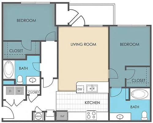 Floor plan 2 Bed 2 Bath