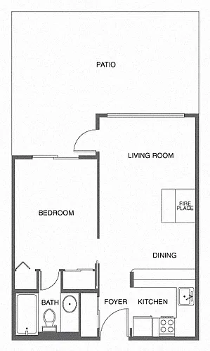 Floor plan Renovated 1 Bed, 1 Bath
