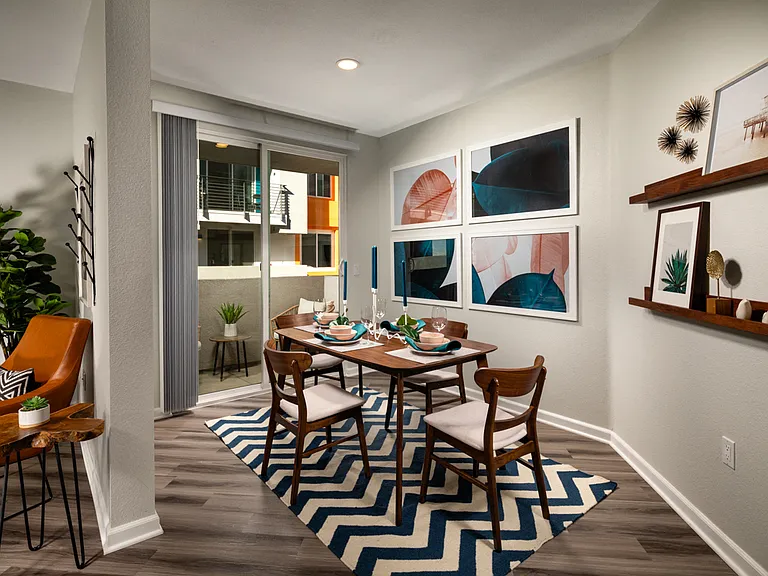 Two Bedroom Apartments in La Mesa CA - The District - Dining Room with Wood-Style Flooring