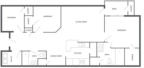 Floor plan 3 Bedrooms, 2 Bathrooms