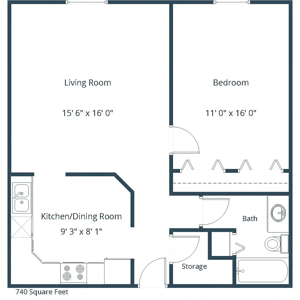 Floor plan One Bedroom 11A