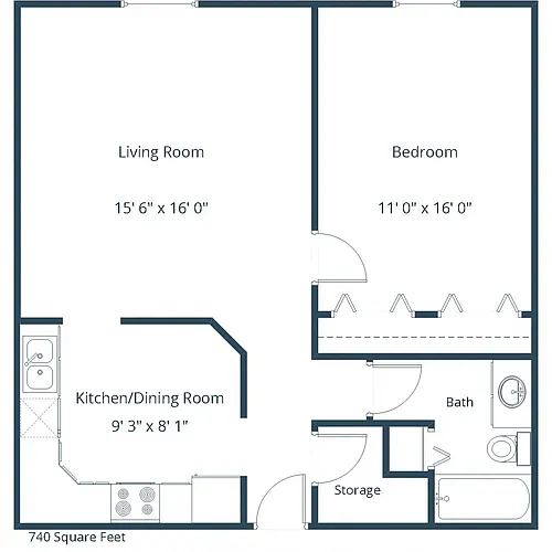 Floor plan One Bedroom 11A