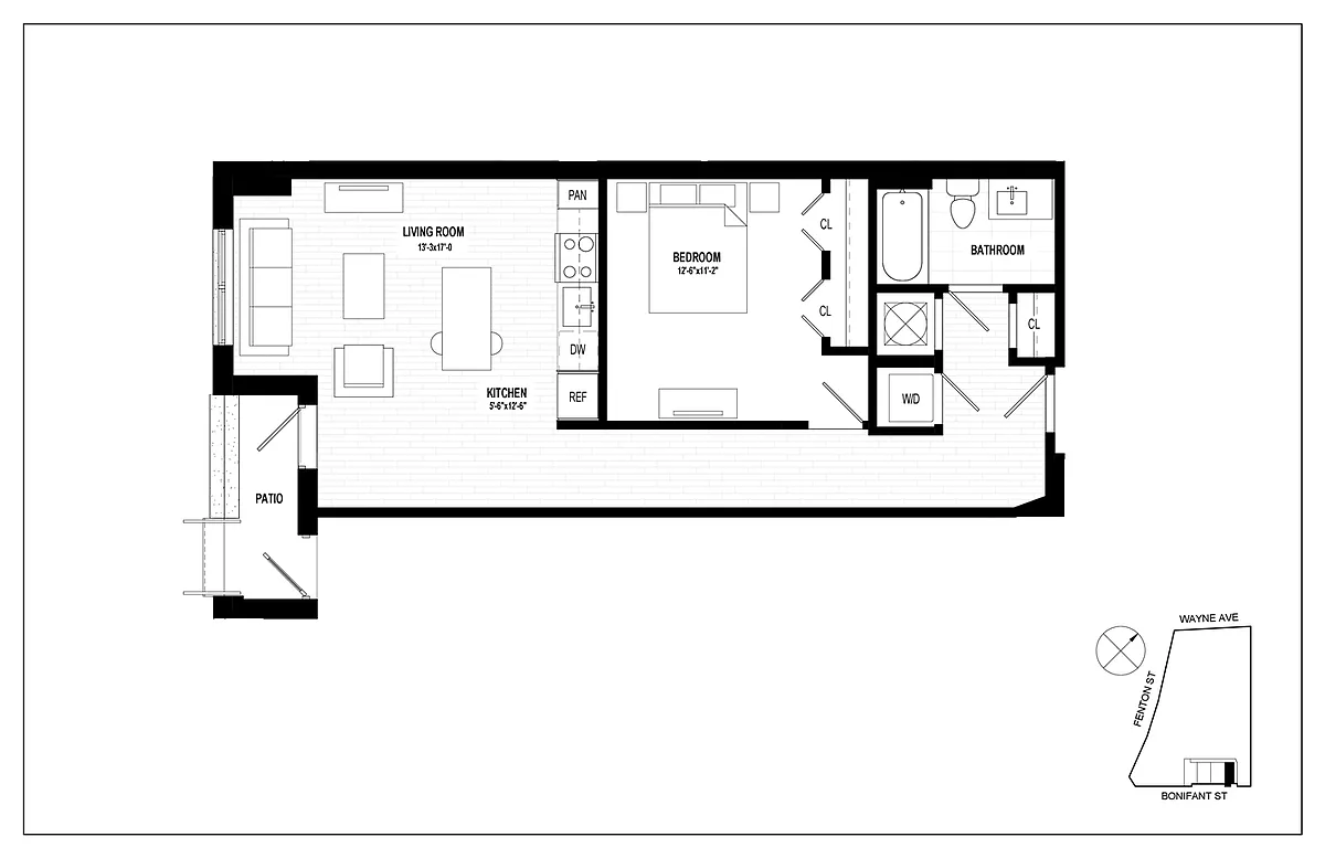 Floor plan 1 Bed 1 Bath A12
