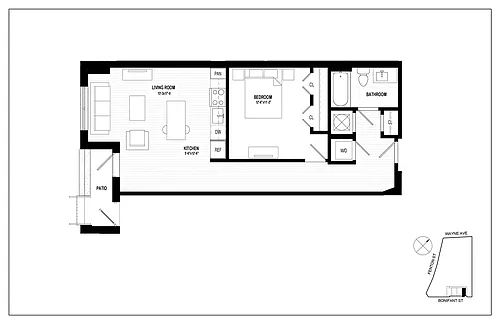 Floor plan 1 Bed 1 Bath A12
