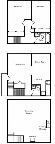 Floor plan 2 Bedroom 1.5 Bath
