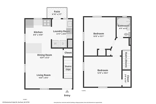 Floor plan 2 bedroom townhouse