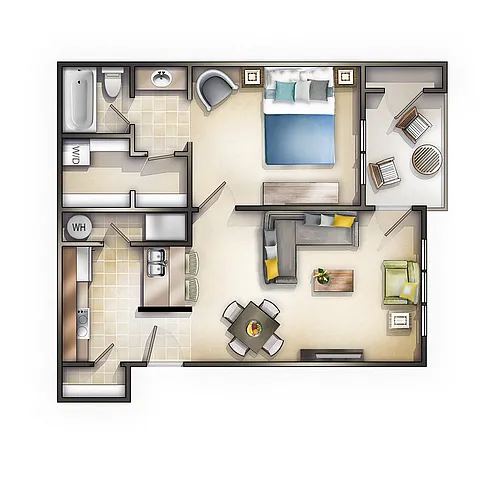 Floor plan 1 Bedroom 1 Bath
