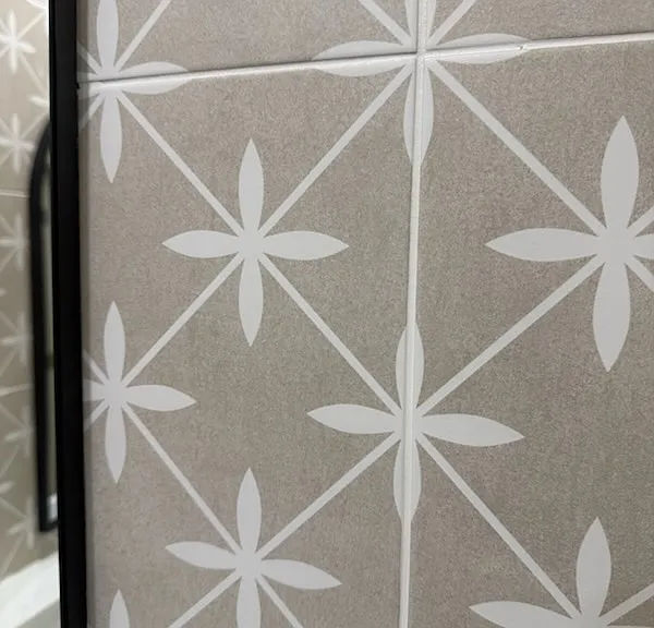 Custom tile around farm sink vanity!