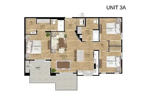Floor plan 3BD, 2BTH A