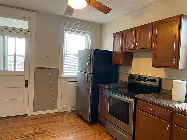 Stainless steel appliances. No dishwasher
