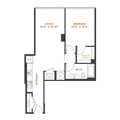Floor plan 1 Bedroom - 1 Bath | A09