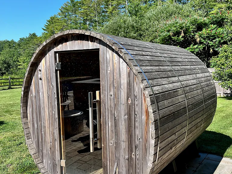 Barrel sauna.
