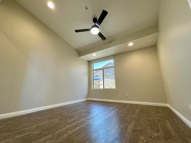 Bedroom with new ceiling fan