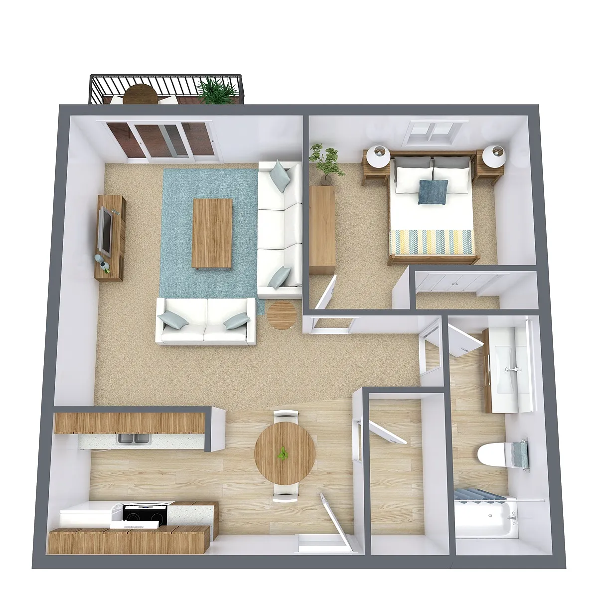 Floor plan One Bedroom 11C