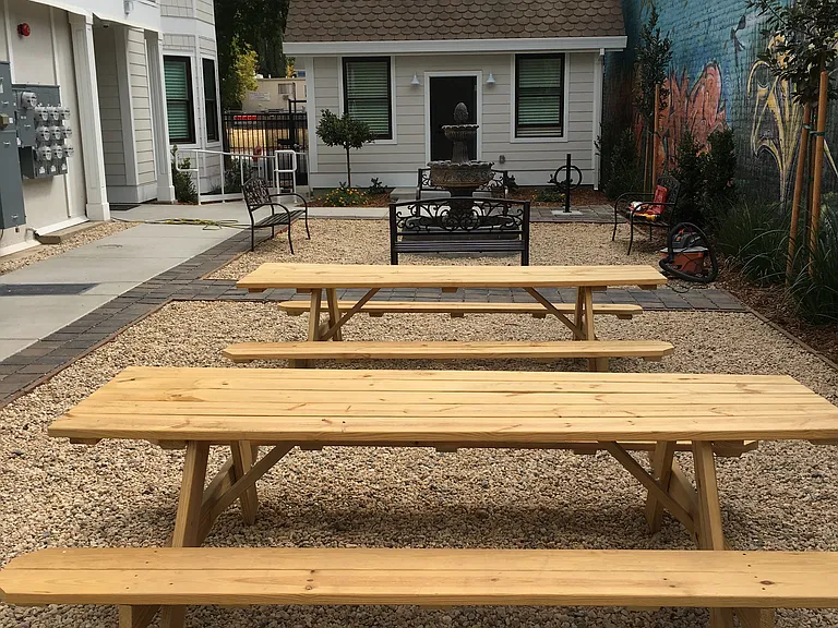 Extra large picnic tables seat 8 - 10 per table