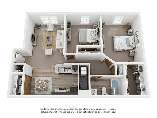 Floor plan Two Bed, One Bath