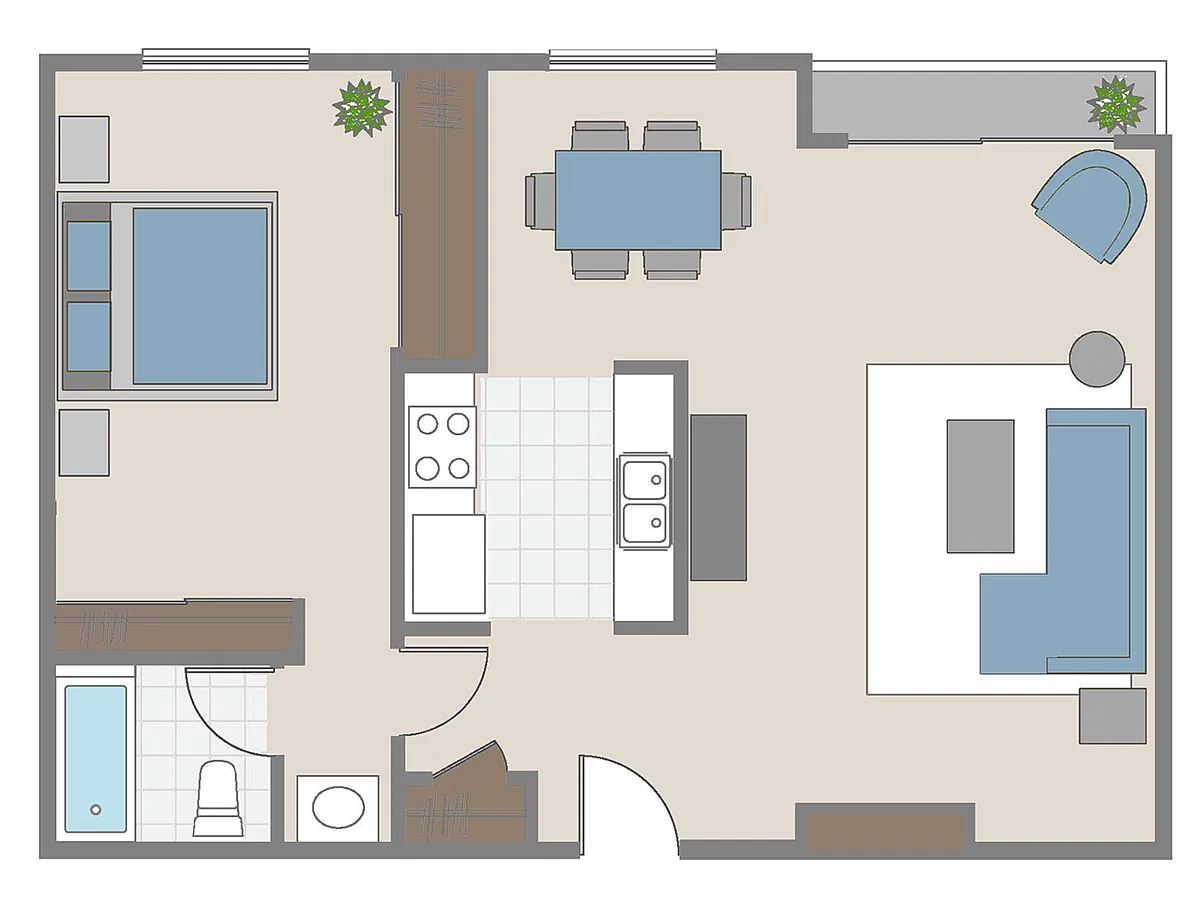 Floor plan Deluxe 1BR - 1BA