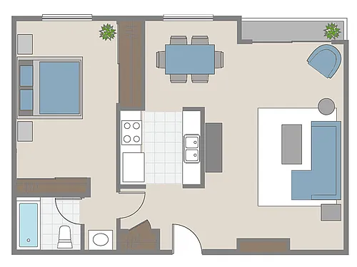 Floor plan Deluxe 1BR - 1BA