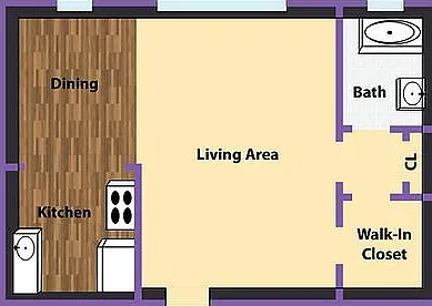 Studio Apartment 415 Square feet