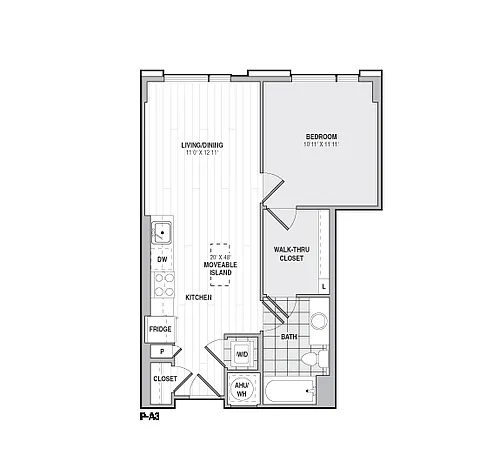 Floor plan 1Bed/1Bath-P-A3
