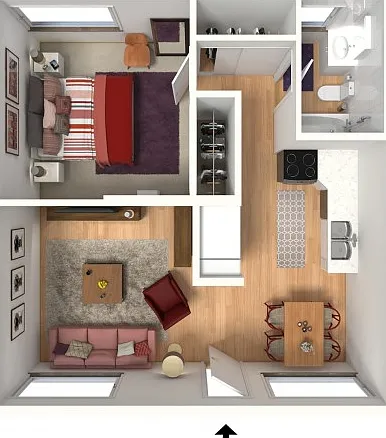 1 bedroom, 1 bathroom 1 bedroom, 1 bathroom