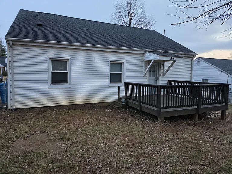 flat back yard, new roof
