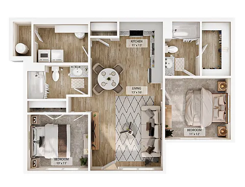 Floor plan 2-2BR Horizon Courtyard