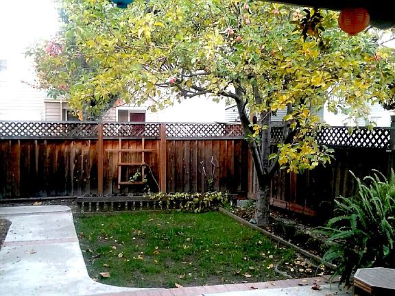 Backyard with patio.