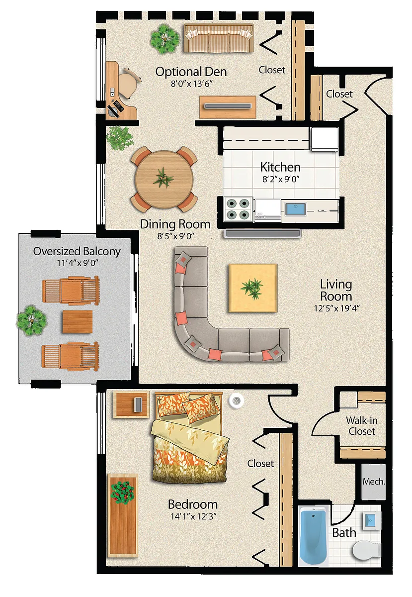 Floor plan 889sq ft