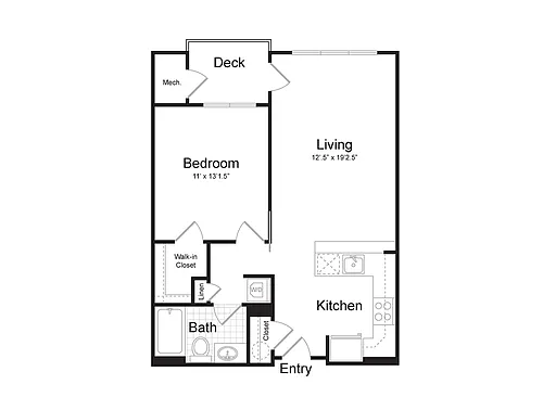 Floor plan 1-Bedroom 1-Bathroom | 721 sqft