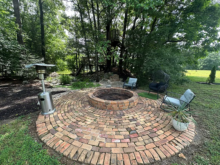 Fire pit in back yard
