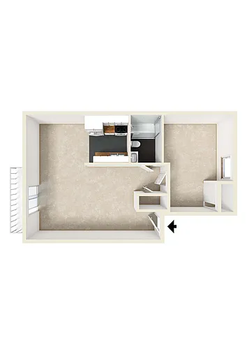Floor plan 1-Bedroom Unfurnished