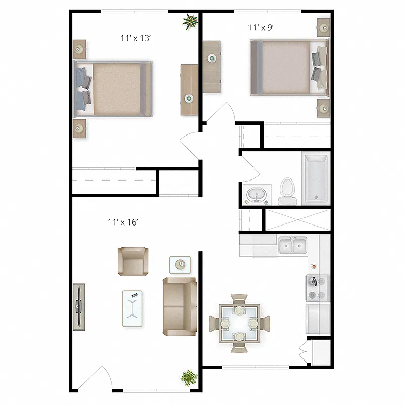 Floor plan 2x1 West