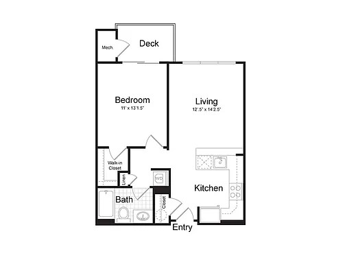Floor plan 1-Bedroom 1-Bathroom | 656 sqft
