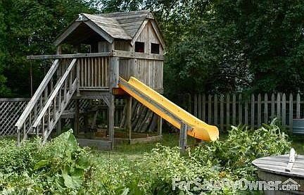 Backyard
						:
						Wooden fence encloses backyard. Garden also fenced. Sweet cedar play house.