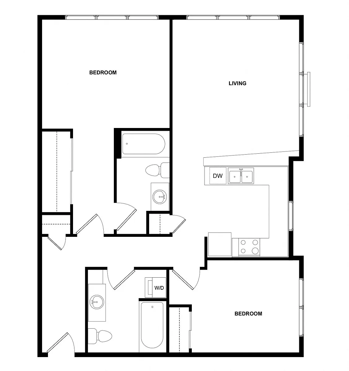 Floor plan Greenwood 2x2 Plan 1