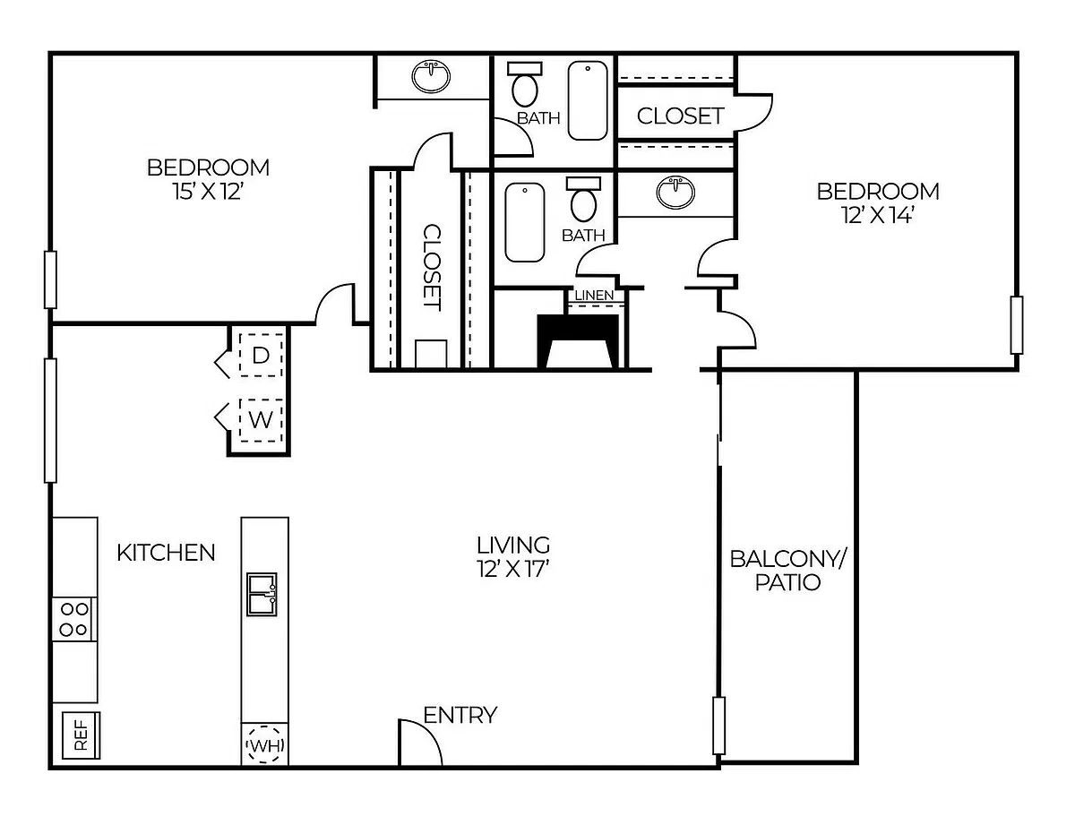 Floor plan B10 | 2 Bed | 2 Bath | Classic