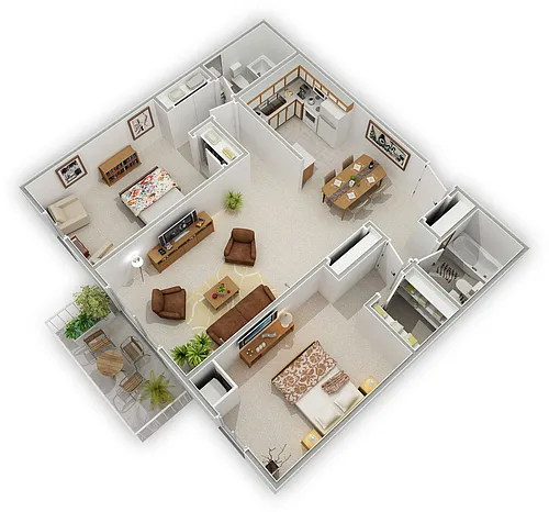 Floor plan 2 Bedroom 2 Bathroom Split