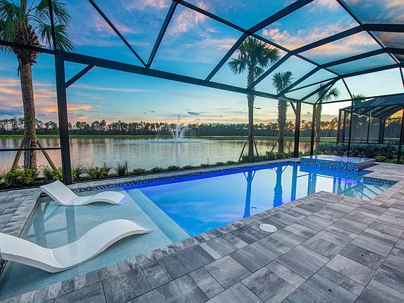 Custom pool with picture screen and water view