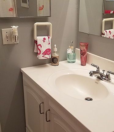 guest bathroom to the left