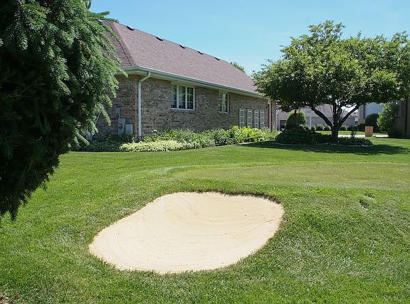 Sand trap around the green