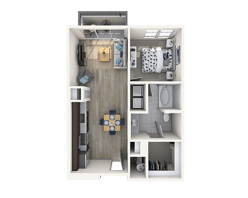 Floor plan One Bedroom A1B