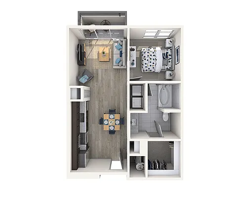 Floor plan One Bedroom A1B