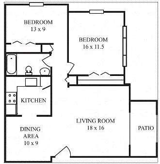 Floor plan 2 Bedroom - Deluxe