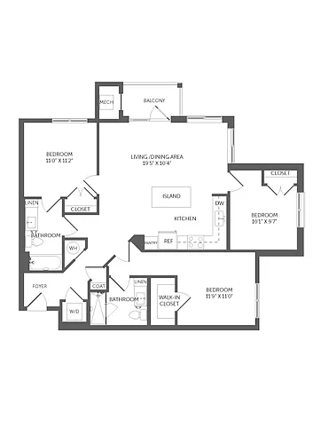 Floor plan 3 Bed/2 Bath-C1
